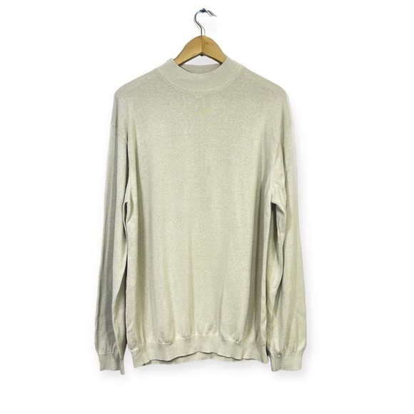 Pronto Uomo Other - Pronto Uomo Sweater Mock Neck Silk Blend Sz XL Tan Long Sleeve Pullover
